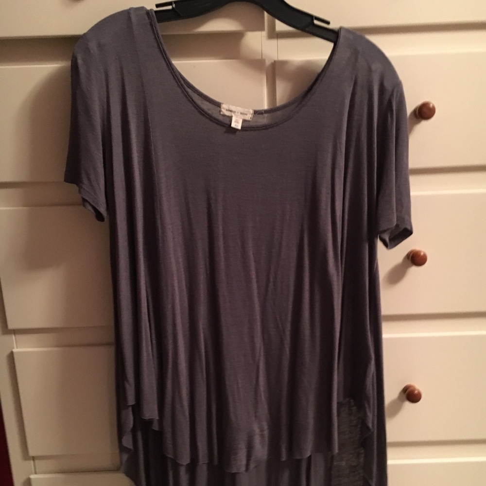 Silence + Noise grey high low flowy shirt